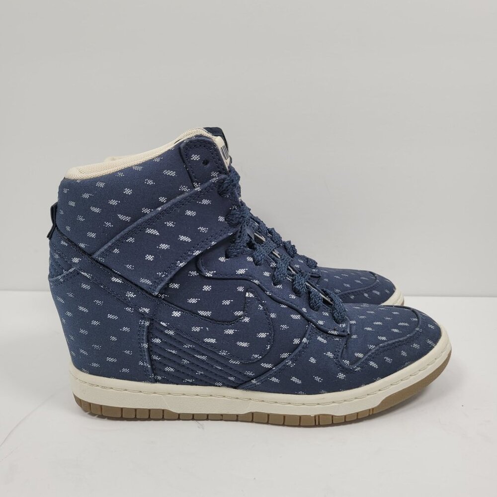 Nike Dunk Sky Hi Women's Blue Print Hidden Wedge Sneakers 543258-400 US Size 7